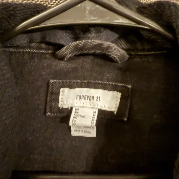 Forever 21 Black Denim Jacket with Hood - Picture 3 of 3